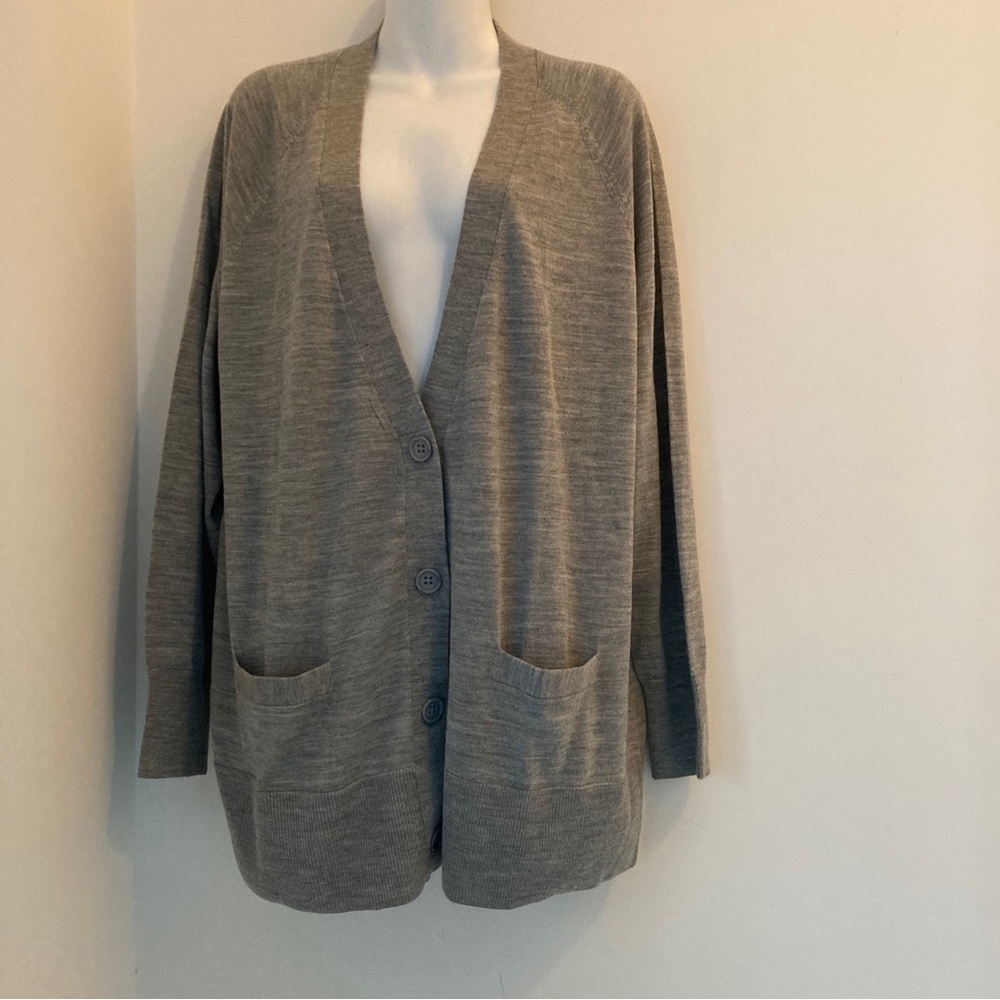 Banana Republic Gray Italian Fine Merino Wool Button up Cardigan Size 2XL New - Picture 11 of 11